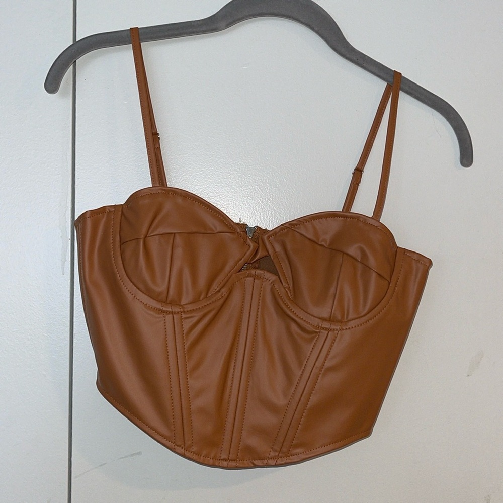 Forever 21 Toasted Almond Brown Corset Top Size Small NWT